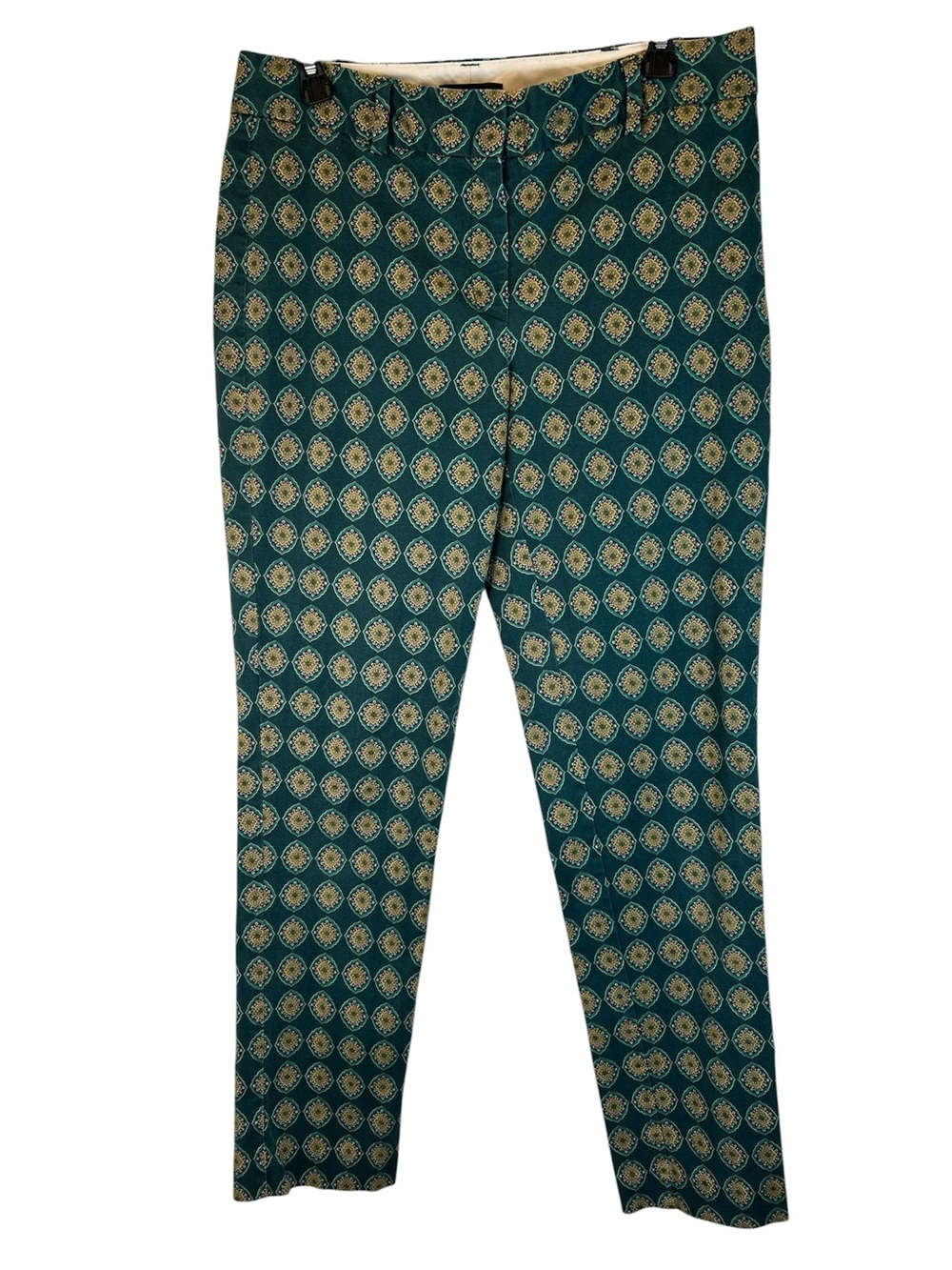 Lands’ End Green Pattern Printed Slim Leg Pants size 8